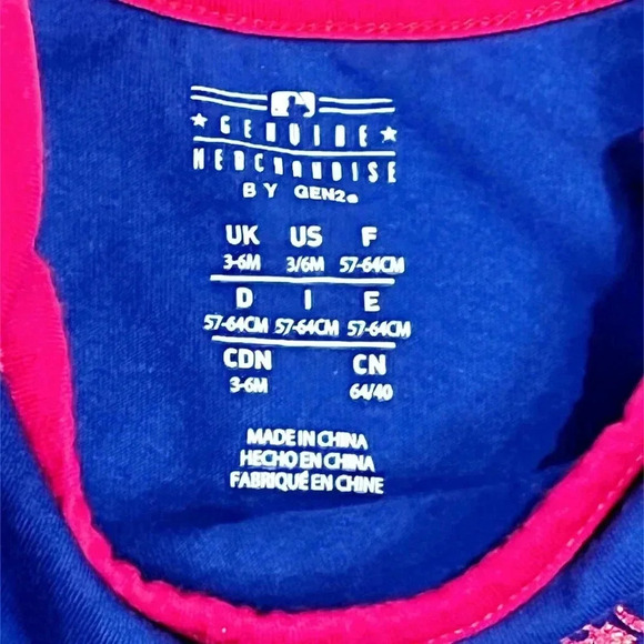 Baby Girl Genuine Merch. Chicago Cubs Ruffled Romper Red Blue Baseball 3-6Mon - Picture 4 of 6